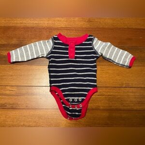 Hanna Andersson Organic Cotton Blue & Gray Bodysuit with Snap Closures